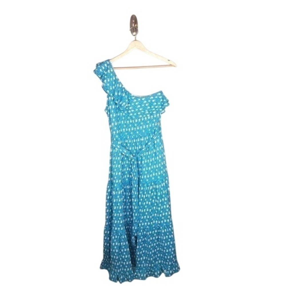 Cabana Life NWT UPF 50 One Shoulder Maxi Dress Large Blue Palm Resortwear
